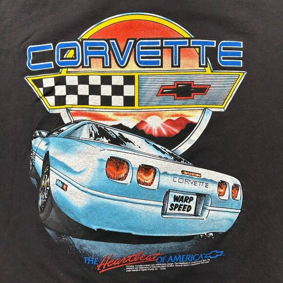 90s Vintage Corvette Graphic Tee Mens XL Chevrolet Heartbeat of America Chevy - Picture 2 of 10